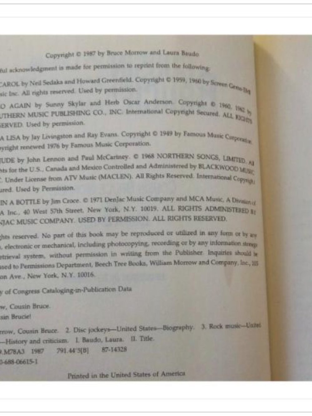 Cousin Brucie! My Life in Rock 'n' Roll Radio 1987 Hardcover Book Vintage Novel - Picture 6 of 6